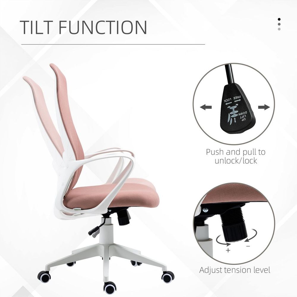 Vinsetto Pink High-Back Office Chair - Adjustable Comfort for Your Workspace