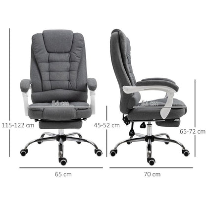 Vinsetto Grey Home Office Chair: Adjustable Swivel Recliner with Footrest