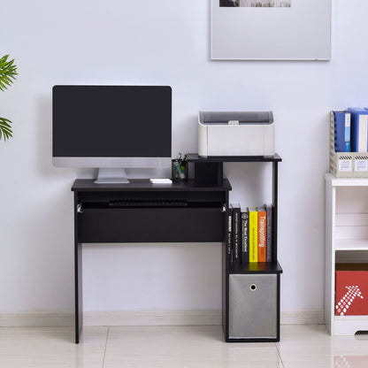 Unique Black Computer Desk with Sliding Keyboard Tray & Storage Solutions