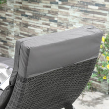 Load image into Gallery viewer, Outsunny Folding Rattan Wicker Sun Lounger with Cushion - Grey Paradise Awaits!
