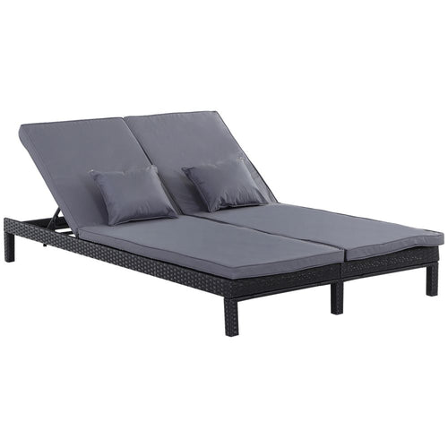 Adjustable Black Rattan Lounger Set - Ultimate Comfort for Sun-soaked Bliss