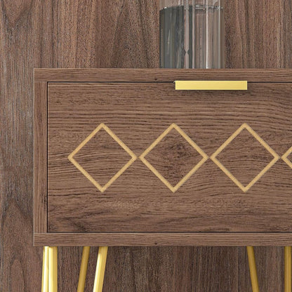 Glam Chic HOMCOM Bedside Table: Gold Legs & Modern Drawer for Stylish Storage