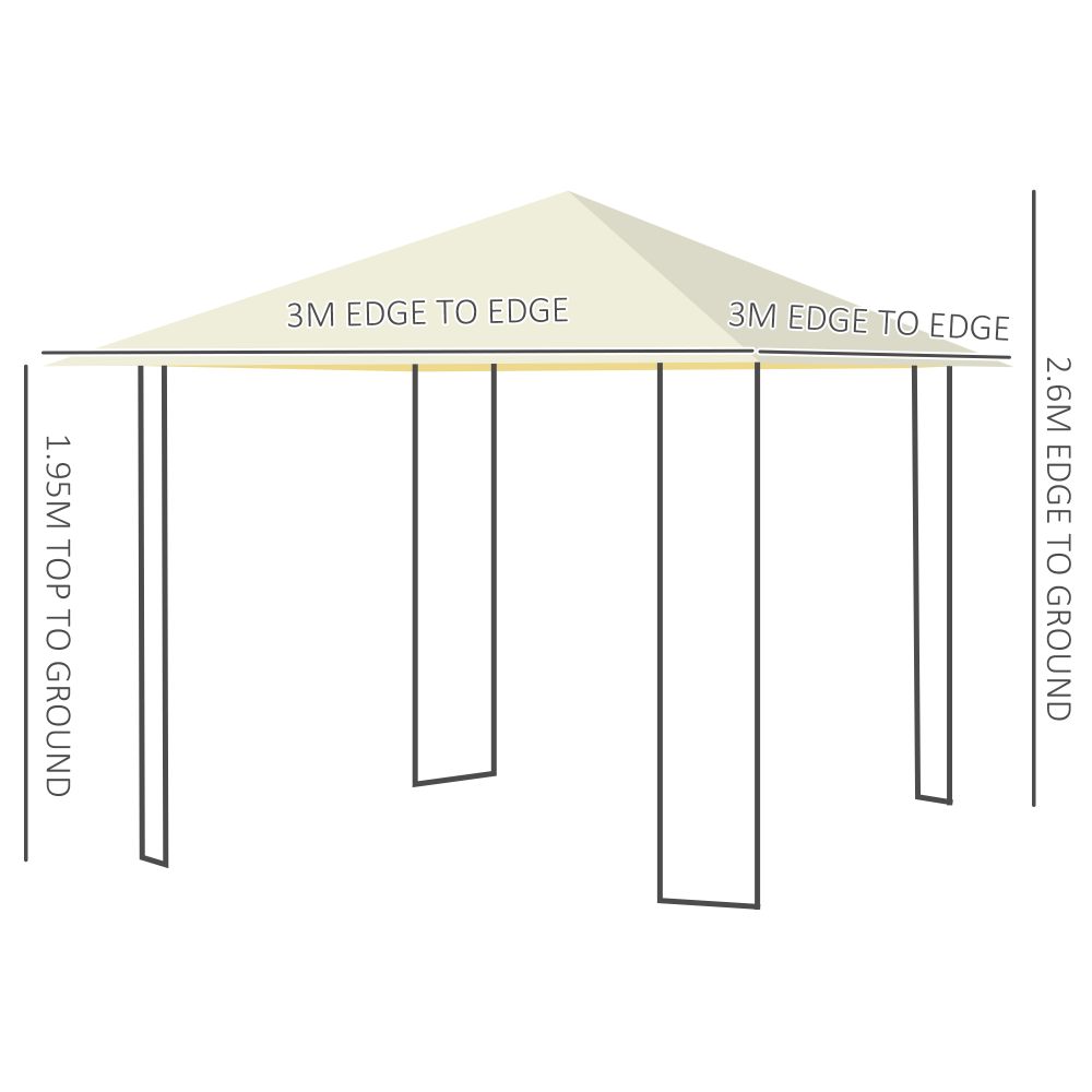 Chic 3m x 3m Outdoor Gazebo - Elegant Cream-White Canopy for Any Event