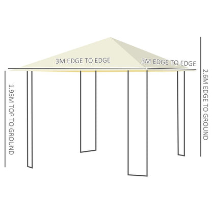 Chic 3m x 3m Outdoor Gazebo - Elegant Cream-White Canopy for Any Event