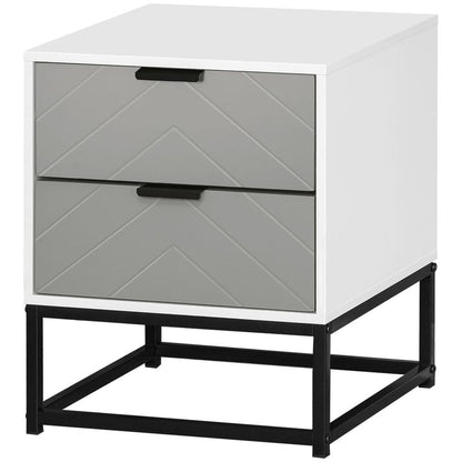 Stylish 2-Drawer Bedside Cabinet with Sturdy Metal Base - Modern Storage Solution