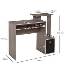 Load image into Gallery viewer, Stylish Grey Computer Desk with Storage Drawer &amp; Sliding Keyboard Tray
