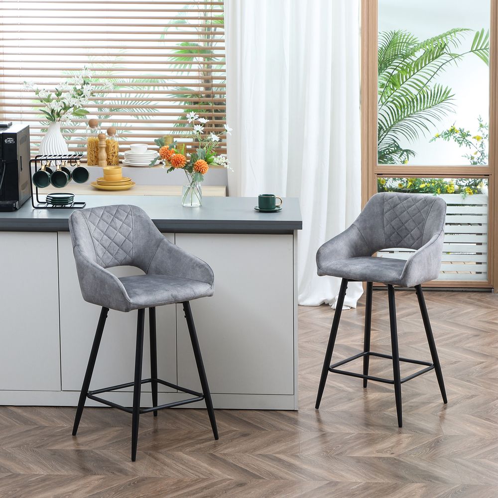 Elegant Velvet Bar Stools Set of 2 - Plush Comfort for Modern Living Spaces