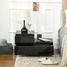 Load image into Gallery viewer, Modern LED Nightstand with Remote - High Gloss Cubic Design in Black

