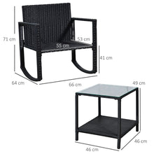 Load image into Gallery viewer, Outsunny 2-Seater Rattan Rocking Set with Cushions - Stylish Comfort Awaits!
