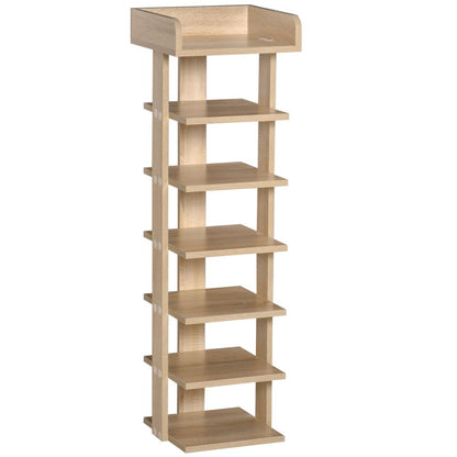 Elegant 7-Tier Oak Shoe Rack & Storage Shelf - Modern Space-Saving Organizer