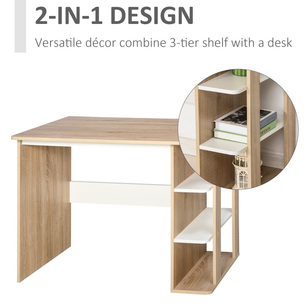 Stylish Duo Work Desk with 3-Tier Shelves - Sleek & Sturdy 2-in-1 Solution