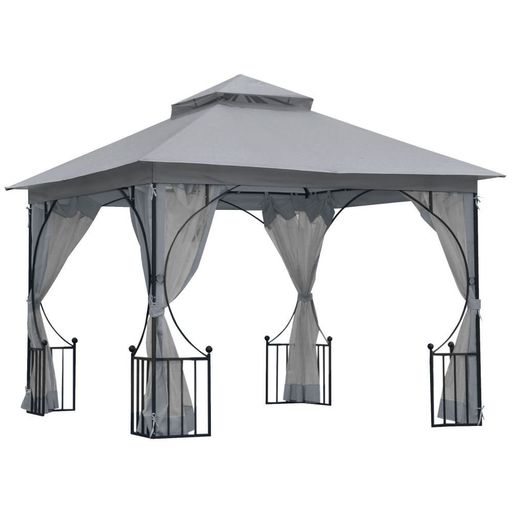 Outsunny 3x3m Light Grey Gazebo Canopy - UV Protection & Rain Shelter for Patio