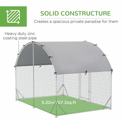 Galvanized Chicken Coop - Spacious Outdoor Hen House with Weather Cover