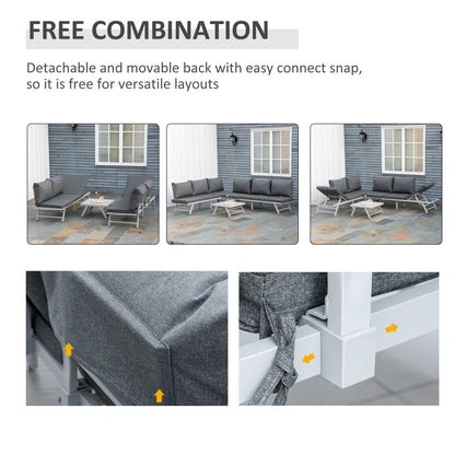 Versatile 3-Piece Garden Seating Set: Grey Convertible Sofa & Coffee Table