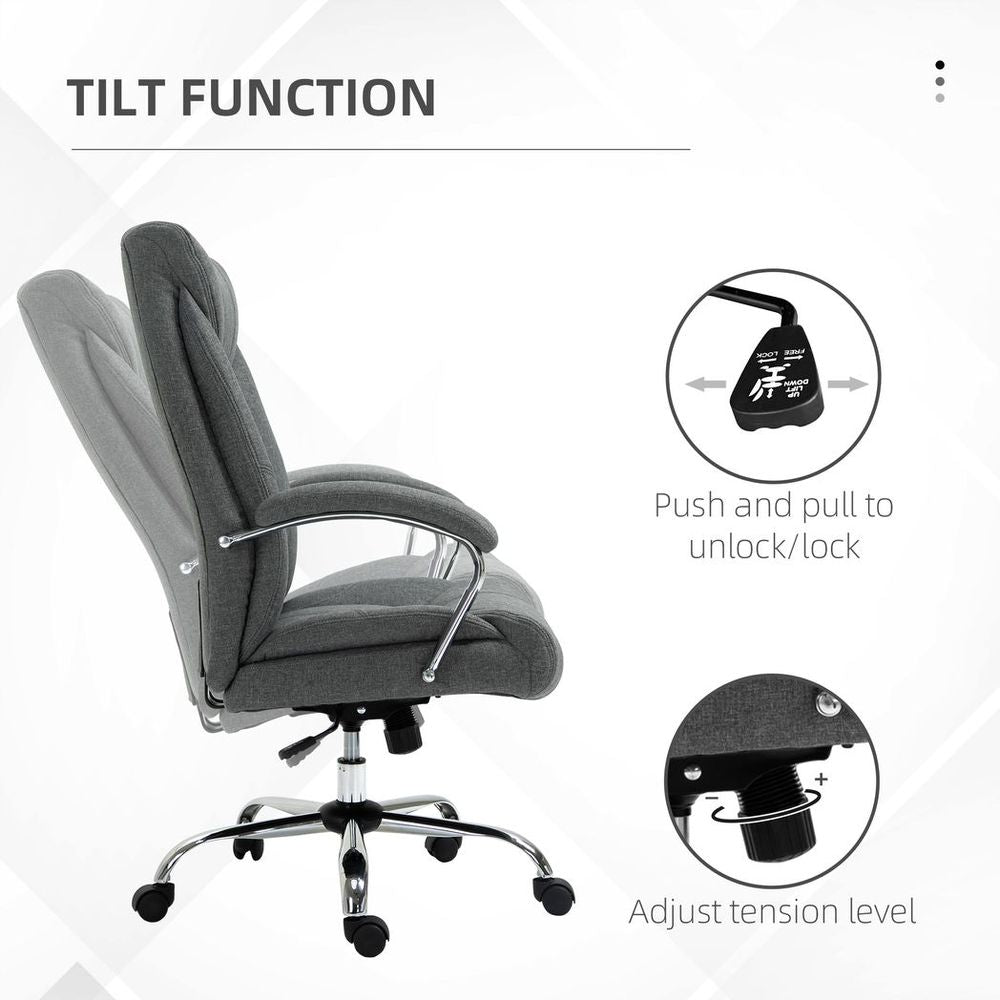 Ergonomic High Back Office Chair with Armrests - Stylish Grey & Swivel Mobility