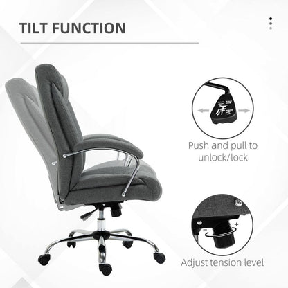 Ergonomic High Back Office Chair with Armrests - Stylish Grey & Swivel Mobility