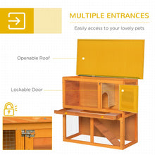 Load image into Gallery viewer, Cozy 2-Tier Wooden Rabbit Hutch for Outdoor Fun | PawHut Small Animal Home
