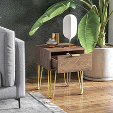 Load image into Gallery viewer, Glam Chic HOMCOM Bedside Table: Gold Legs &amp; Modern Drawer for Stylish Storage
