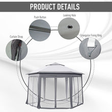 Load image into Gallery viewer, Luxurious 4x4m Hexagon Gazebo with Mesh Netting - Easy Setup &amp; Sturdy Design
