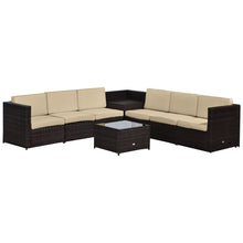 Load image into Gallery viewer, Outsunny 6-Seater Rattan Outdoor Sofa Set with Cushions &amp; Hidden Storage
