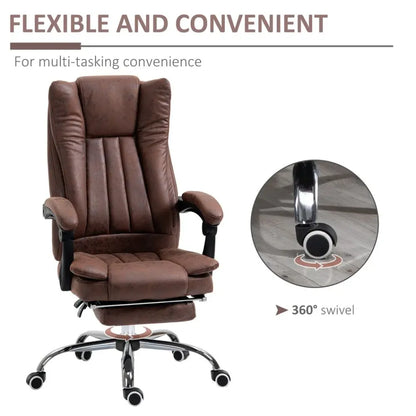 Vinsetto Luxury High Back Executive Office Swivel Chair with Footrest - Brown