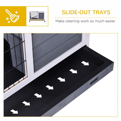 Elevated 2-Floor Indoor Rabbit Hutch with Wheels - Cozy & Compact Design