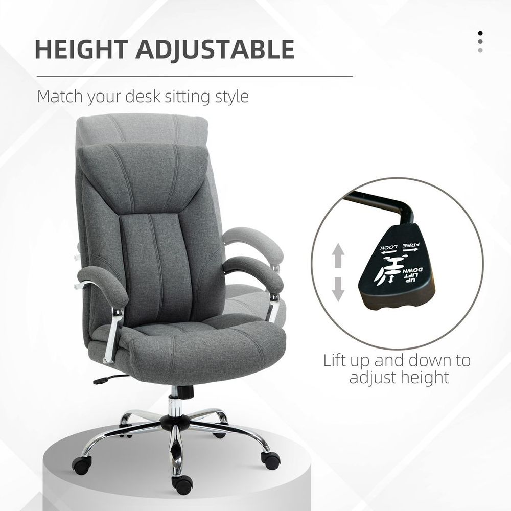 Ergonomic High Back Office Chair with Armrests - Stylish Grey & Swivel Mobility