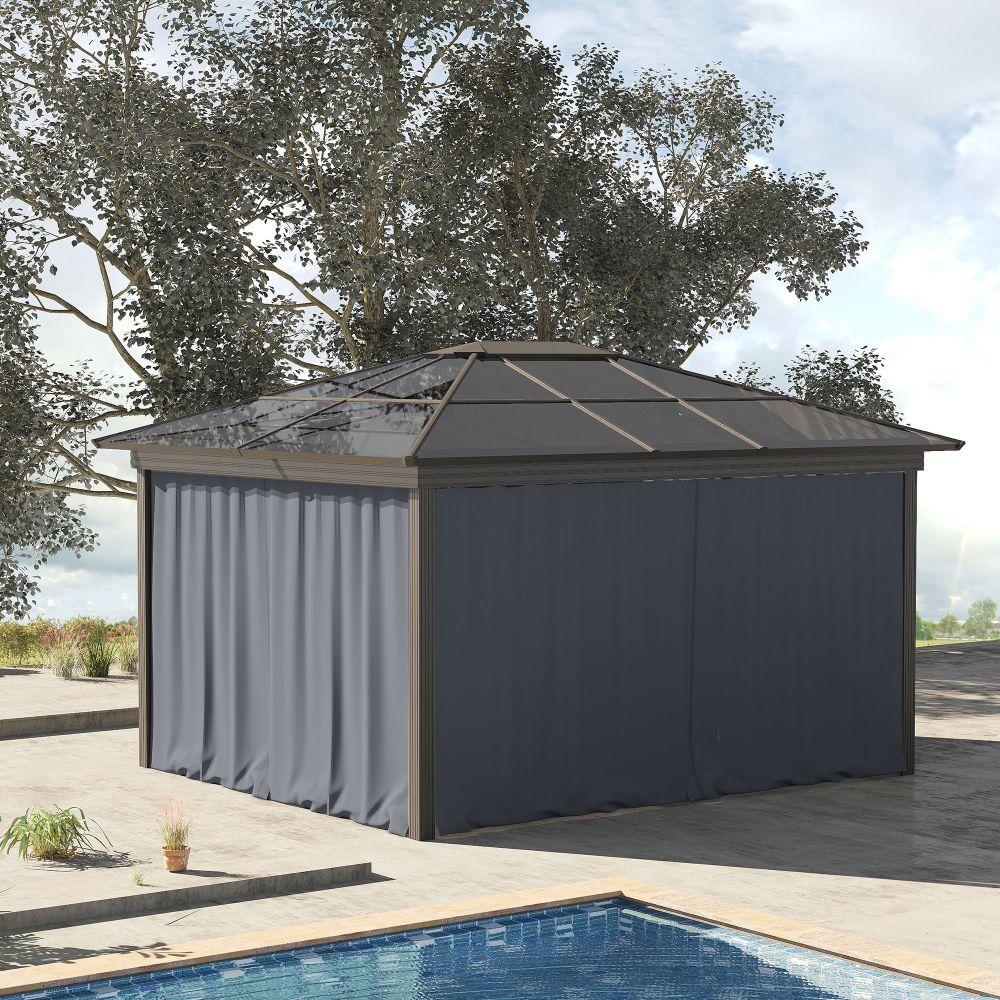 Outsunny 3x3M Dark Grey 4-Panel Gazebo Replacement Curtain Set