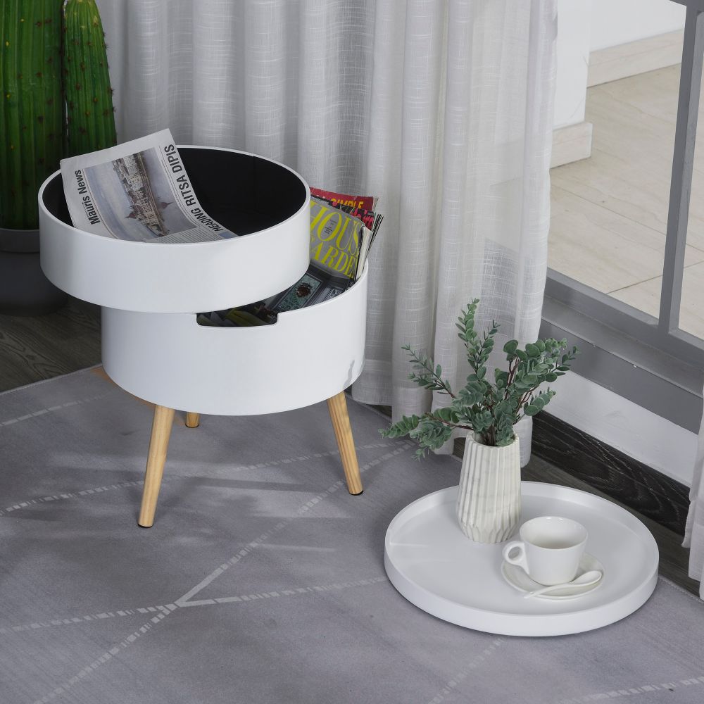Versatile 3-In-1 White Side Table: Stylish Storage & Tray for Every Room