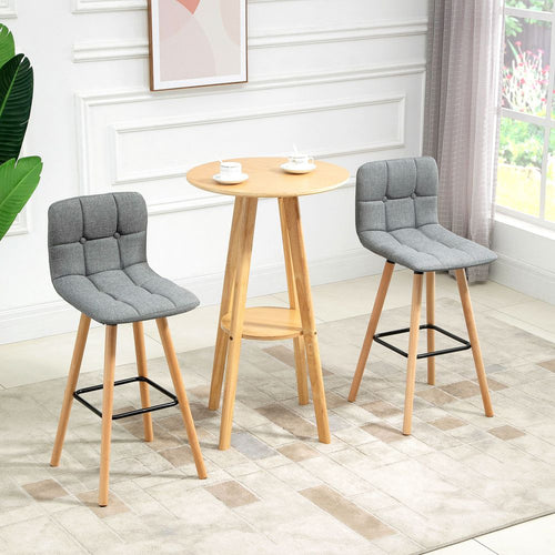 Elegant Grey Armless Bar Stool Set of 2 - Tufted Comfort for Your Kitchen!