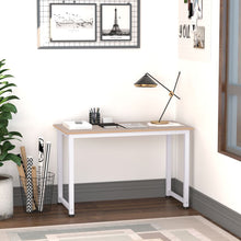 Load image into Gallery viewer, Modern Oak Grain Computer Desk with Durable White Metal Frame - Stylish &amp; Functional
