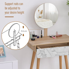 Load image into Gallery viewer, Nordic Elegance Wooden Dressing Table with Round Mirror &amp; Spacious Drawer
