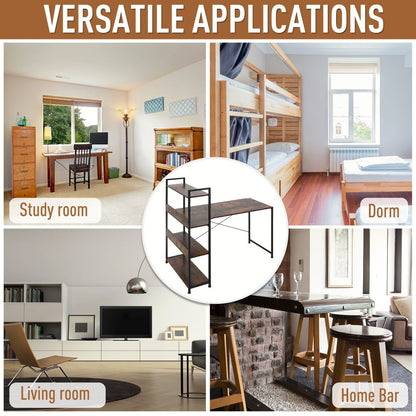 Retro Industrial Computer Desk with 4-Tier Storage – Stylish & Functional