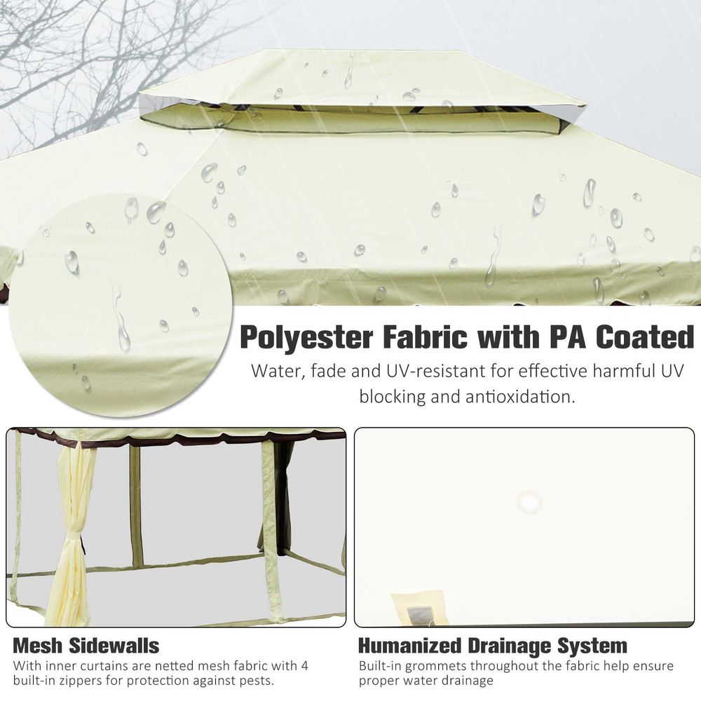 Elegant 3x4m Vented Aluminum Gazebo - Cream White for Perfect Outdoor Gatherings