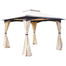 Load image into Gallery viewer, Elegant 10&#39; x 10&#39; Outdoor Gazebo with 2-Tier Roof &amp; Mesh Sidewalls
