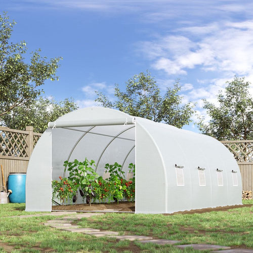Outsunny 6x3m Walk-In Polytunnel Greenhouse with Zipper & 8 Windows