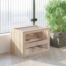 Load image into Gallery viewer, Deluxe 2-Level Wooden Hamster Cage with Ramp &amp; Ventilated Sunroof - 60x35cm
