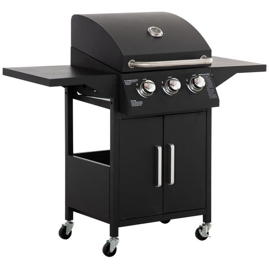 Ultimate 3-Burner Portable Gas BBQ Grill with Warming Rack & Storage Cabinet