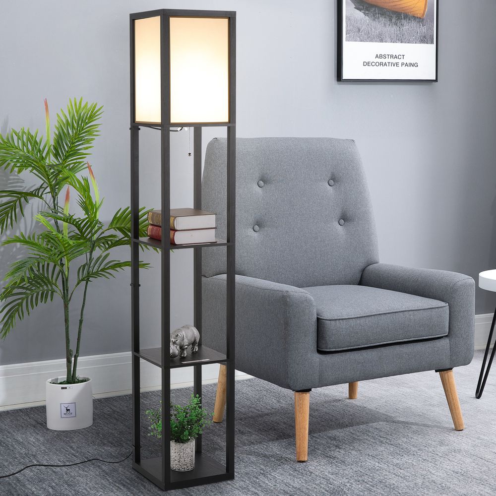 Illuminate & Organize: 4-Tier Stylish Shelf Floor Lamp with Ambient Light