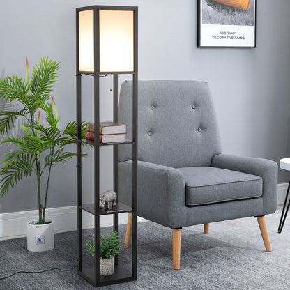 Illuminate & Organize: 4-Tier Stylish Shelf Floor Lamp with Ambient Light