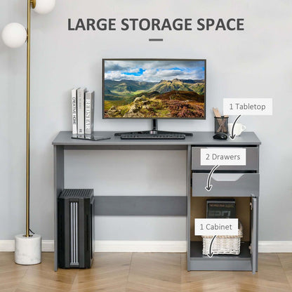 Modern Grey Computer Desk with Storage Drawers for Stylish Workspaces