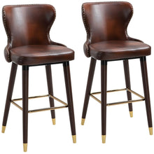 Load image into Gallery viewer, Elegant Retro Brown Bar Stool Set – PU Leather Luxury Comfort for Your Home
