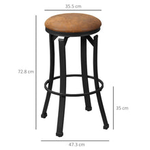 Load image into Gallery viewer, Retro Comfort: Set of 2 Microfiber Bar Stools with Swivel Steel Legs
