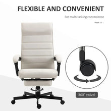 Load image into Gallery viewer, Elegant White High-Back Reclining Office Chair with Footrest - Comfort &amp; Style
