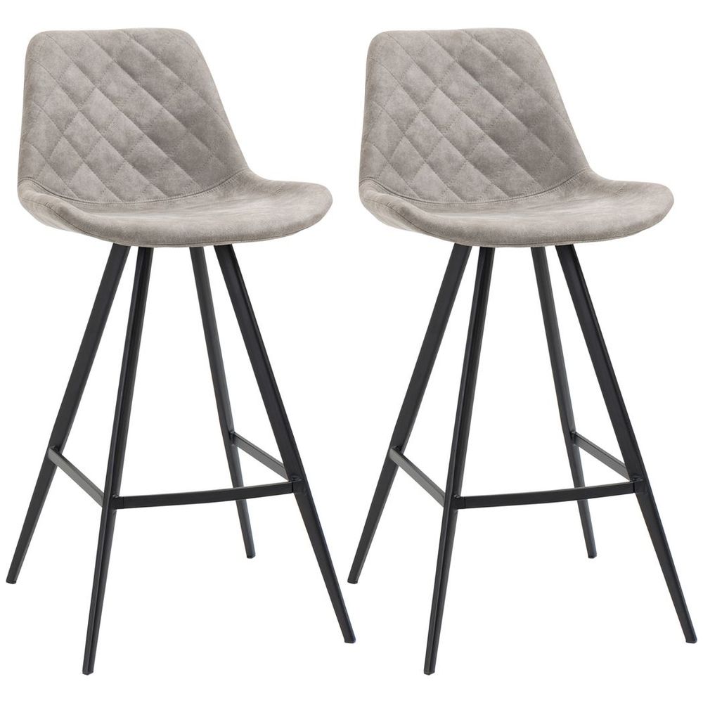 HOMCOM Vintage Microfiber Bar Stool Set - Retro Comfort & Style Duo