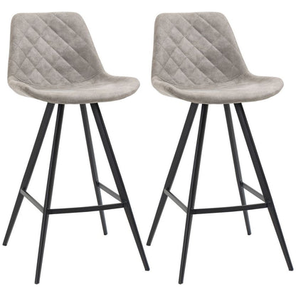 HOMCOM Vintage Microfiber Bar Stool Set - Retro Comfort & Style Duo