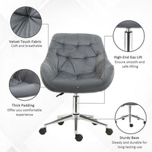 Load image into Gallery viewer, Elegant Velvet Home Office Chair: Adjustable Comfort in Dark Grey
