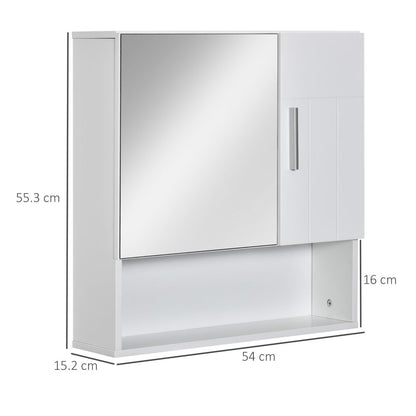 Elegant White Wall-Mounted Mirror Cabinet with Smart Storage & Soft-Close Door