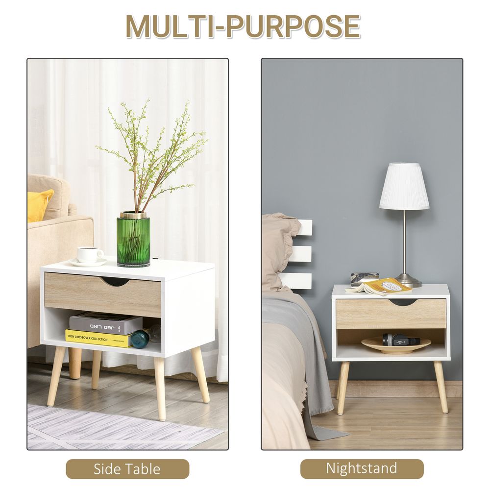 Modern Bedside Table with Drawer & Shelf - Stylish Nightstand Solution