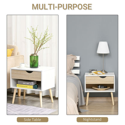 Modern Bedside Table with Drawer & Shelf - Stylish Nightstand Solution